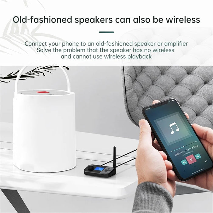 C41 Wireless Audio Adapter Bluetooth-compatible 5.0 Transmitter Receiver for TV / PC Home Streaming Stereo System, Support TF Card Playback - 5