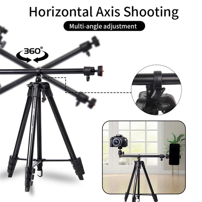 JMARY KP-2207 Tripod Stand 4 Sections Adjustable Tripod Mount Floor Stand with Camera Phone Holder for SLR Camera, Smartphone - 5