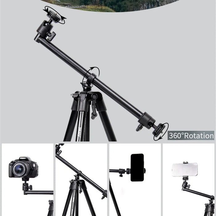 JMARY KP-2207 Tripod Stand 4 Sections Adjustable Tripod Mount Floor Stand with Camera Phone Holder for SLR Camera, Smartphone - 7