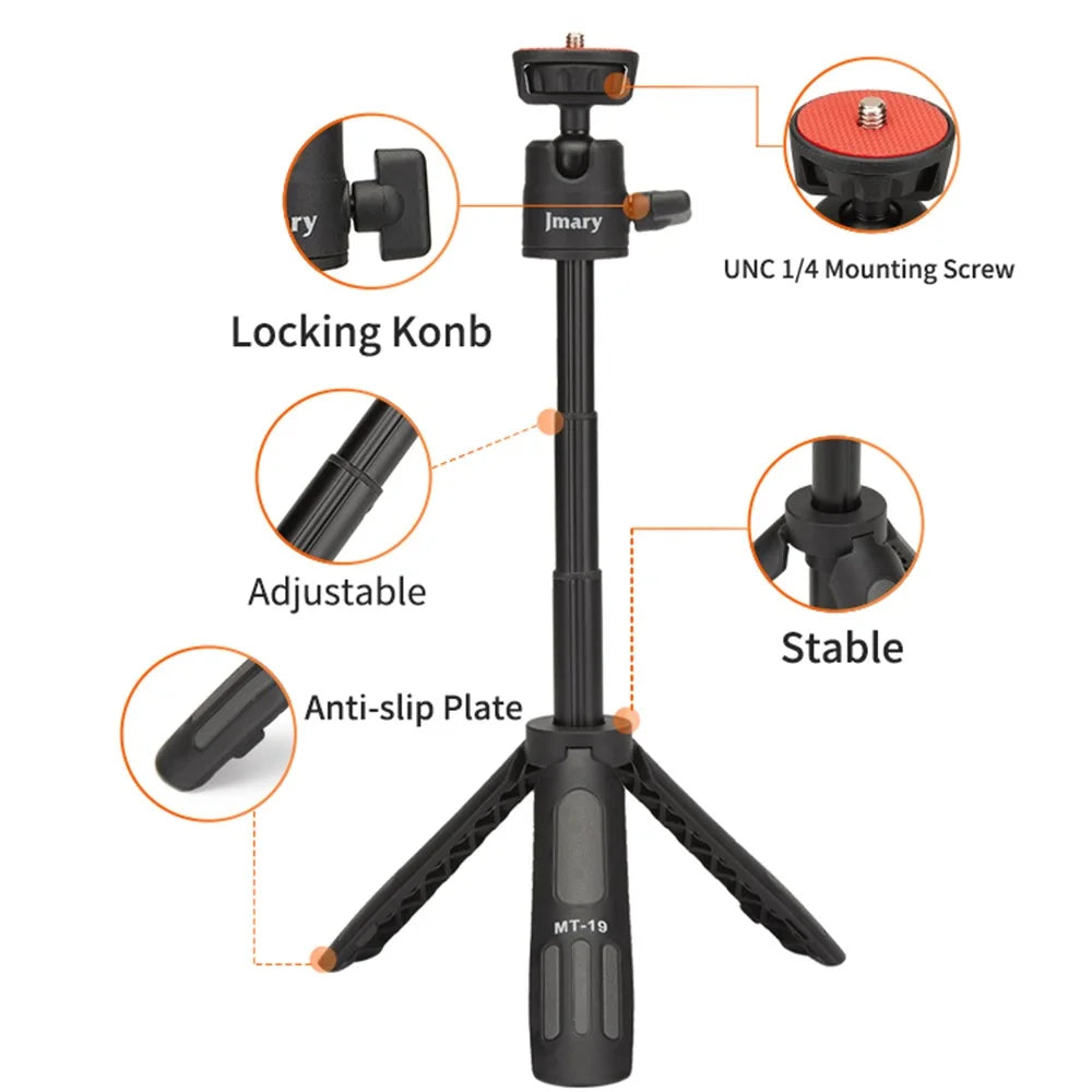 JMARY MT19 Portable Mini Extendable Selfie Stick Camera Mobile Phone Holder Live Streaming Tripod Desktop Stand - 4