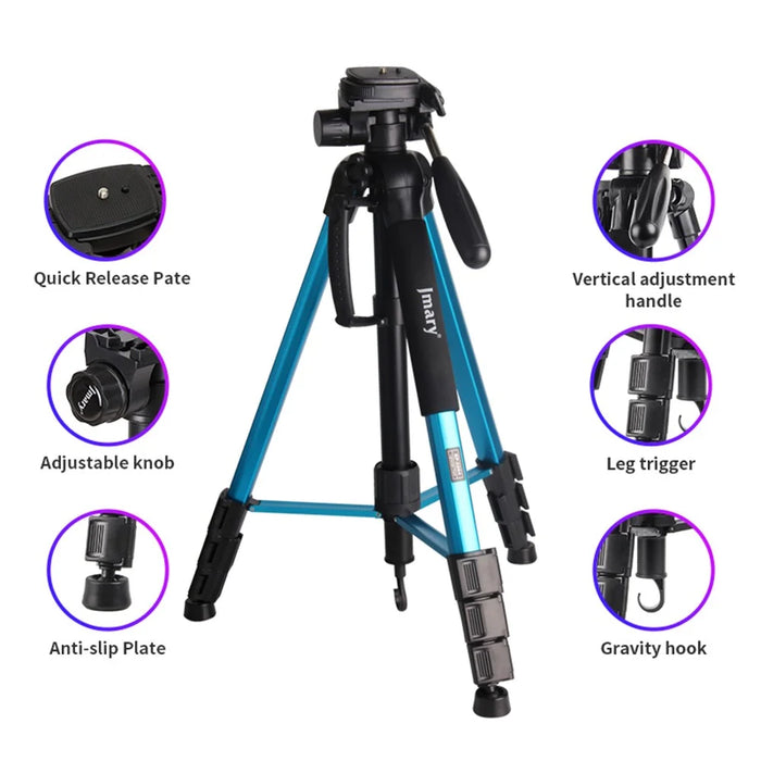 JMARY KP2264 Detachable Tripod Holder Mobile Phone SLR Camera Aluminium Alloy Stand for Outdoor Live Streaming Portable Tripod Stand with Gravity Hook - Black - 2