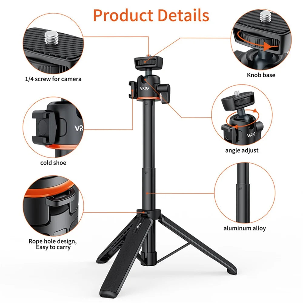 VRIG TP-06 Detachable Tripod Holder Mobile Phone SLR Camera Stand for Outdoor Live Streaming Portable Tripod Stand Support 360-Degree Rotating - 3