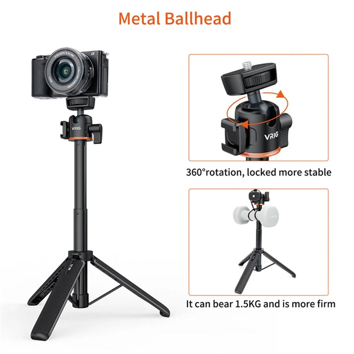VRIG TP-06 Detachable Tripod Holder Mobile Phone SLR Camera Stand for Outdoor Live Streaming Portable Tripod Stand Support 360-Degree Rotating - 4