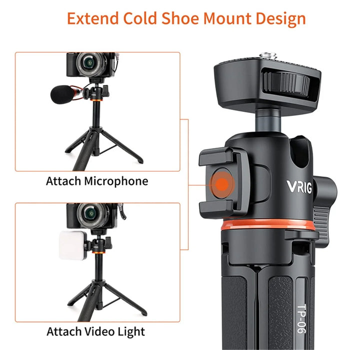 VRIG TP-06 Detachable Tripod Holder Mobile Phone SLR Camera Stand for Outdoor Live Streaming Portable Tripod Stand Support 360-Degree Rotating - 5
