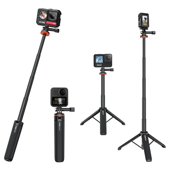 VRIG TP-08 Extended Tripod Stand Compatible with GoPro Hero 11 / 10 / 9 Adjustable Action Camera Holder with Lanyard Interface - 1