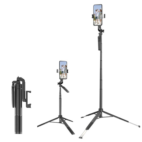 A66 1.6m Extendable Tripod Stand Portable Phone Stand Stable Selfie Stick Tripod with Fill Light and Wireless Remote for iPhone and Android - 1