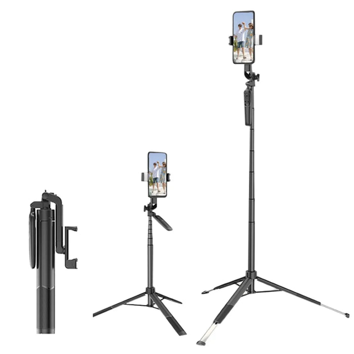 A66 1.6m Extendable Tripod Stand Portable Phone Stand Stable Selfie Stick Tripod with Fill Light and Wireless Remote for iPhone and Android - 1