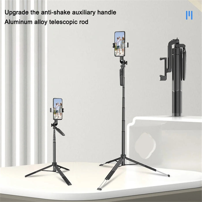 A66 1.6m Extendable Tripod Stand Portable Phone Stand Stable Selfie Stick Tripod with Fill Light and Wireless Remote for iPhone and Android - 2