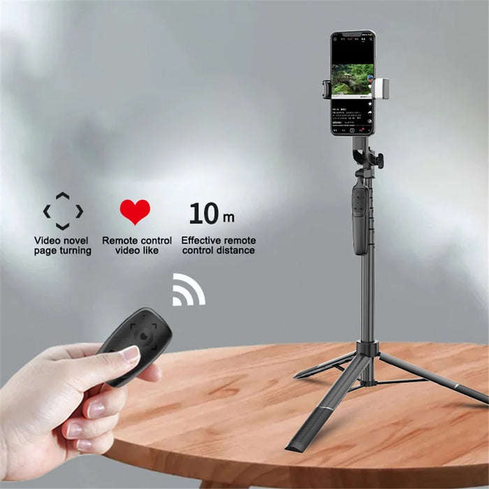 A66 1.6m Extendable Tripod Stand Portable Phone Stand Stable Selfie Stick Tripod with Fill Light and Wireless Remote for iPhone and Android - 6