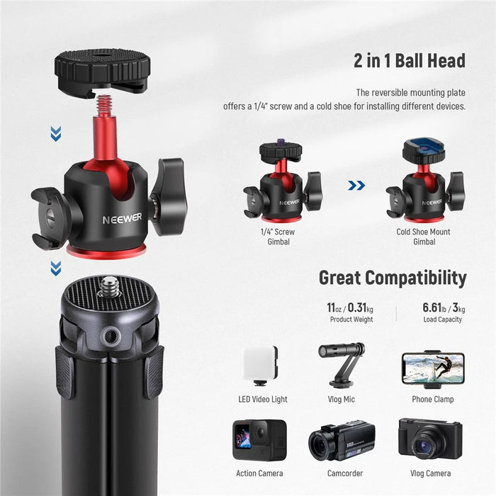 NEEWER NW-991 Camera Tripod Foldable Aluminum Alloy Handheld Stick for Live Streaming Vlogging - 7