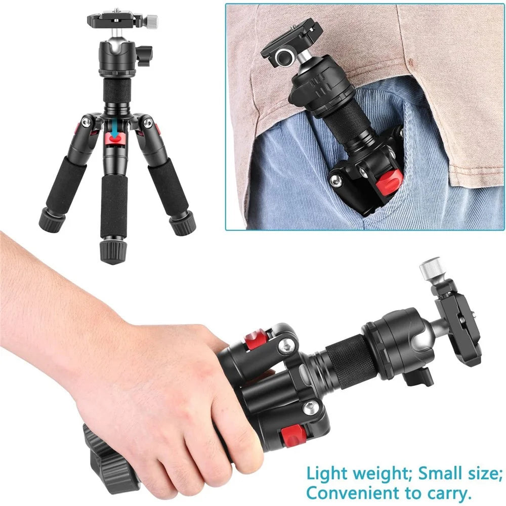 NEEWER M521 Portable Tripod Travel Stand Aluminum Alloy Tabletop Mini Tripod with 360 Degree Ball Head - 3