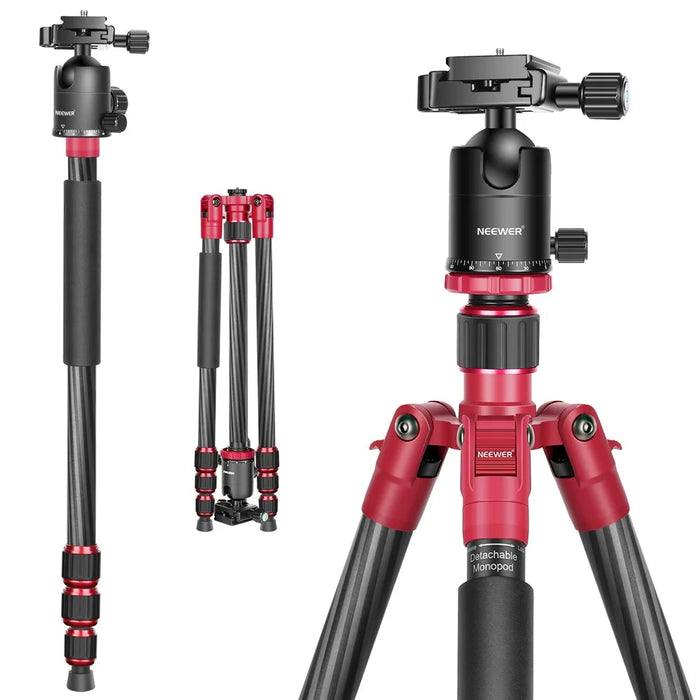 NEEWER N55CR SLR Camera Mobile Phone Live Streaming Monopod Tripod Carbon Fiber Photography Tripod Stand - 5