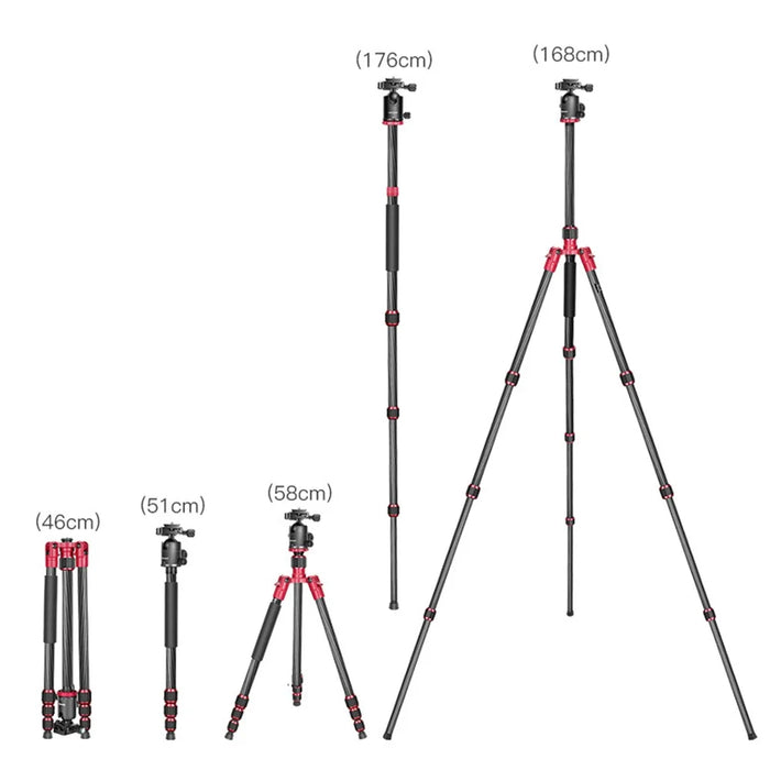 NEEWER N55CR SLR Camera Mobile Phone Live Streaming Monopod Tripod Carbon Fiber Photography Tripod Stand - 6