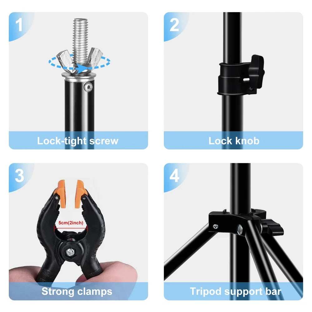 PULUZ PU3110B 1 Set Tripod Stands Backdrop Support Stand Crossbar Clip Kit for Studio Photography - 3