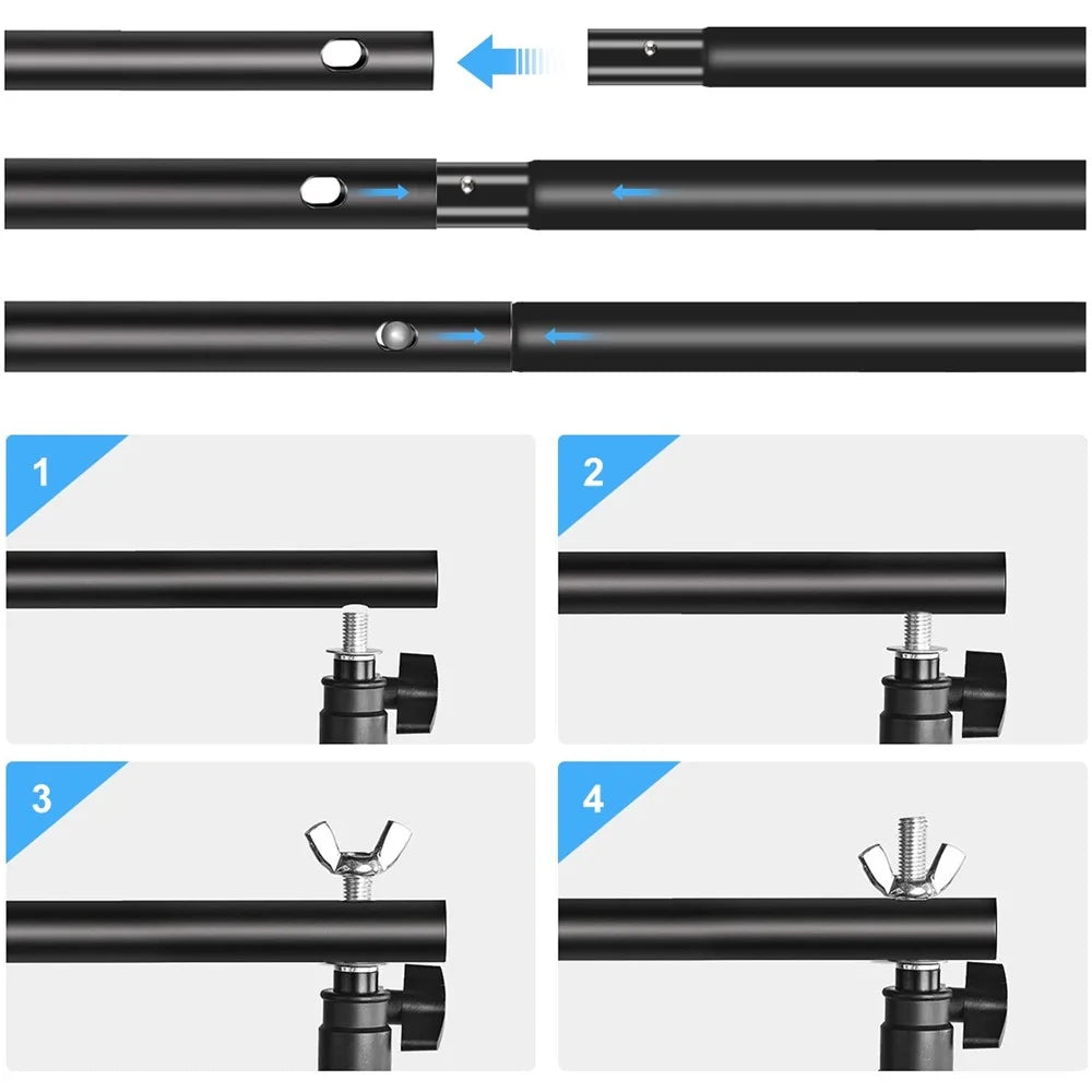 PULUZ PU3110B 1 Set Tripod Stands Backdrop Support Stand Crossbar Clip Kit for Studio Photography - 4