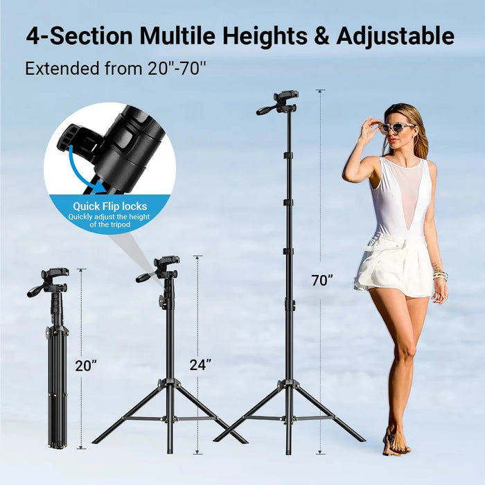 APEXEL APL-JJ070 20"-70" Height Adjustment Tripod Cell Phone Selfie Stick for Video Recording Live Streaming - 3