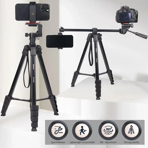 JMARY KP2209 Outdoor Tripod Stand with Horizontal Extension Rod Cell Phone Camera Folding Tripod - 2