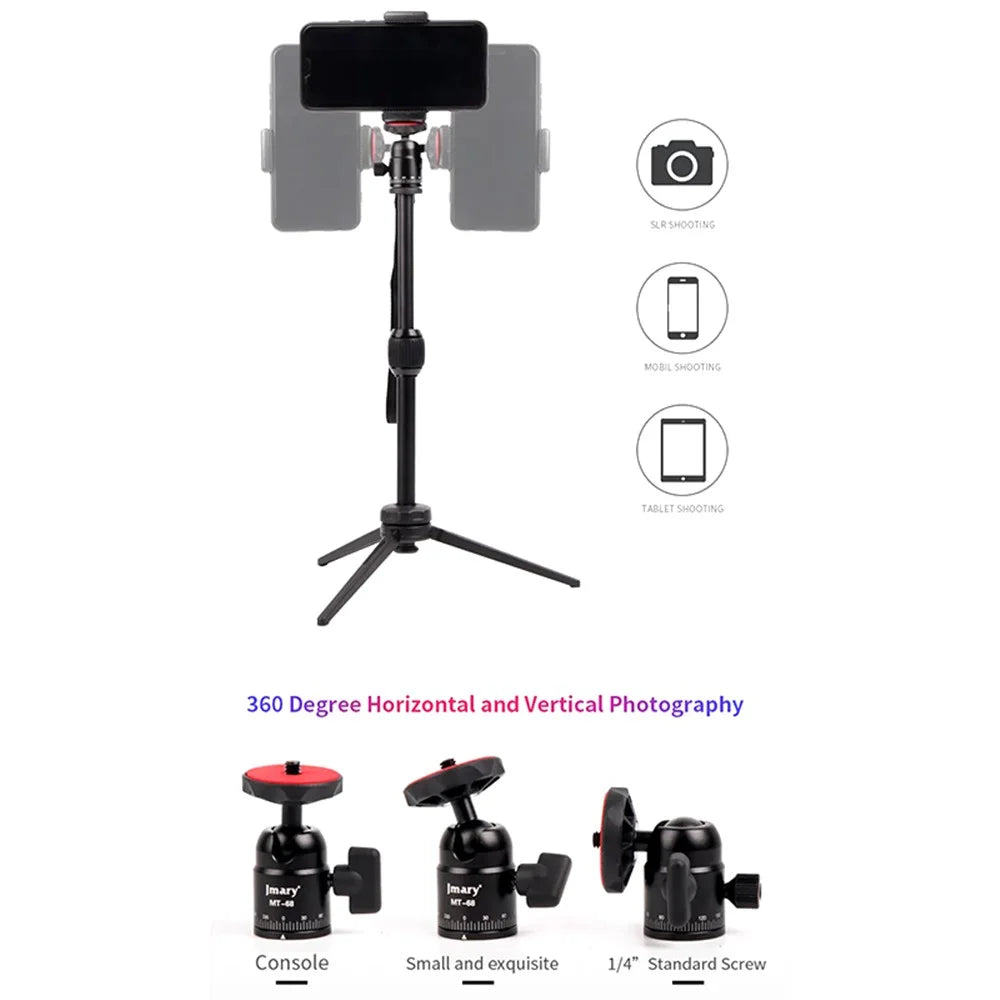 JMARY MT68 Portable Photography Selfie Mini Tripod Aluminum Alloy Telescopic SLR Camera Phone Stand - 7