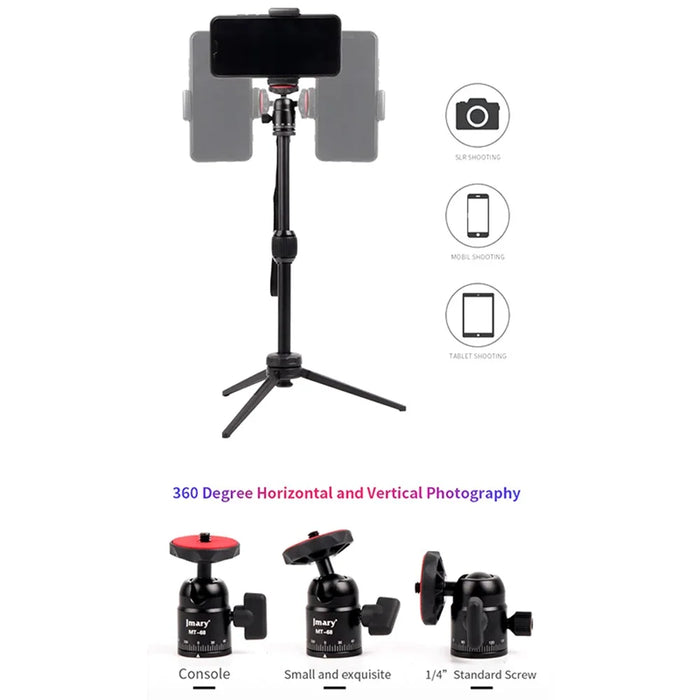 JMARY MT68 Portable Photography Selfie Mini Tripod Aluminum Alloy Telescopic SLR Camera Phone Stand - 7
