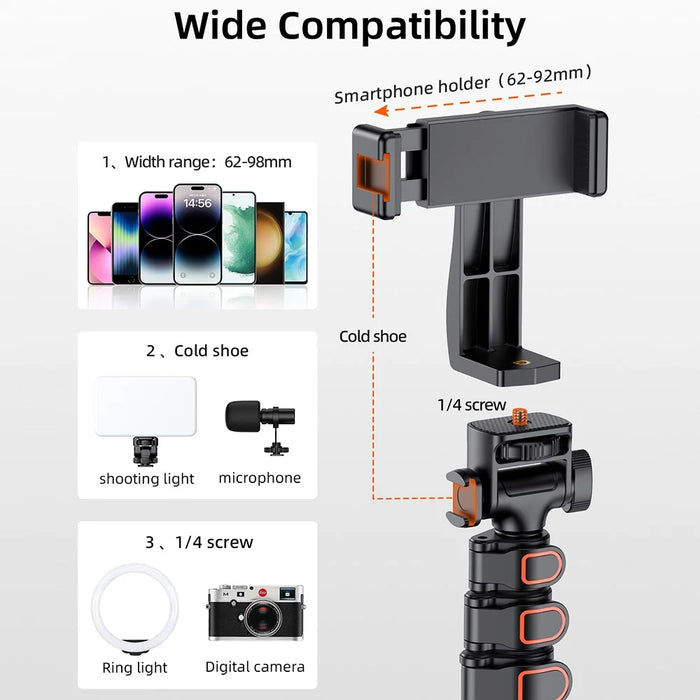VRIG 1.6m 2-in-1 Live Broadcast Selfie Stick Telescopic Tripod Bracket with Bluetooth-compatible Remote - 4