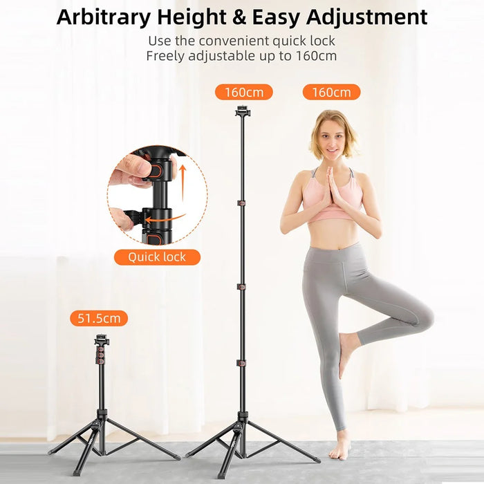 VRIG 1.6m 2-in-1 Live Broadcast Selfie Stick Telescopic Tripod Bracket with Bluetooth-compatible Remote - 7