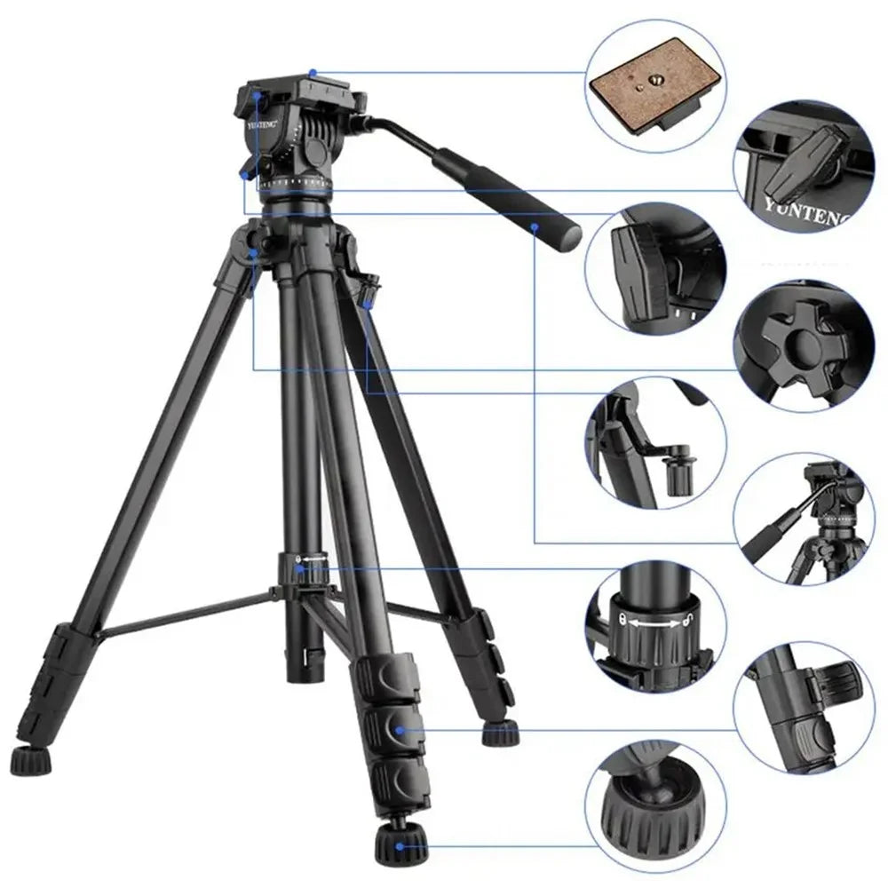 YUNTENG VCT-999RM Portable Aluminum Alloy Tripod with Quick Release Plate for Canon Nikon DSLR Camera - 6