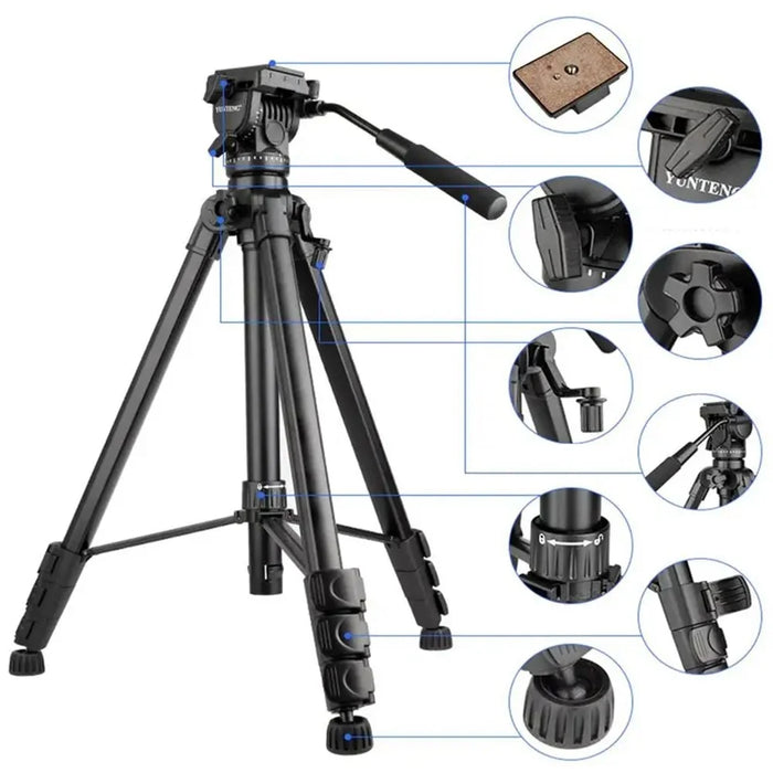 YUNTENG VCT-999RM Portable Aluminum Alloy Tripod with Quick Release Plate for Canon Nikon DSLR Camera - 6