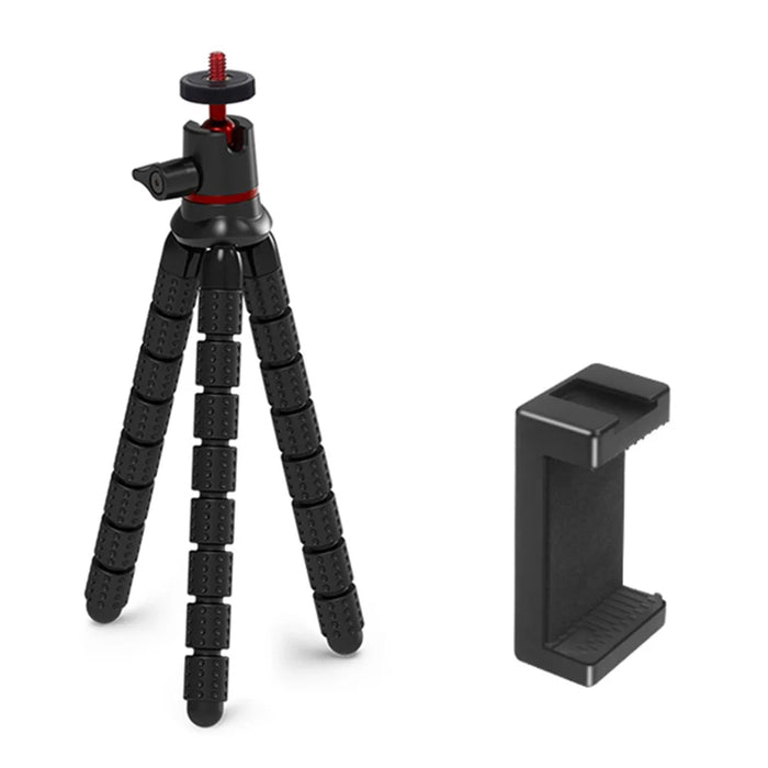 JUNNX JX-PJ-04-B Rotating Ball Head Flexible Octopus Tripod Stand with Mobile Phone Holder Clip - 1