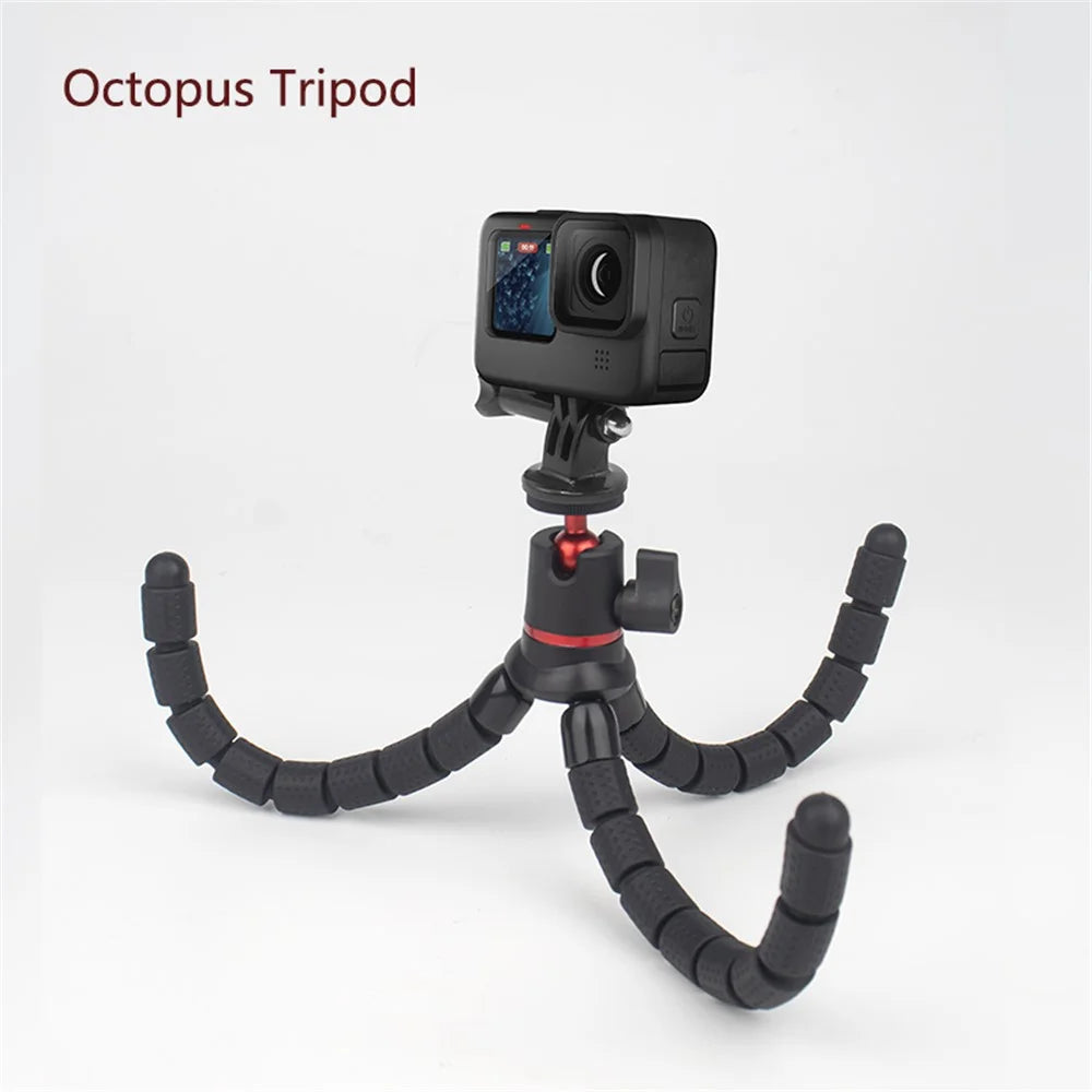 JUNNX JX-PJ-04-B Rotating Ball Head Flexible Octopus Tripod Stand with Mobile Phone Holder Clip - 3