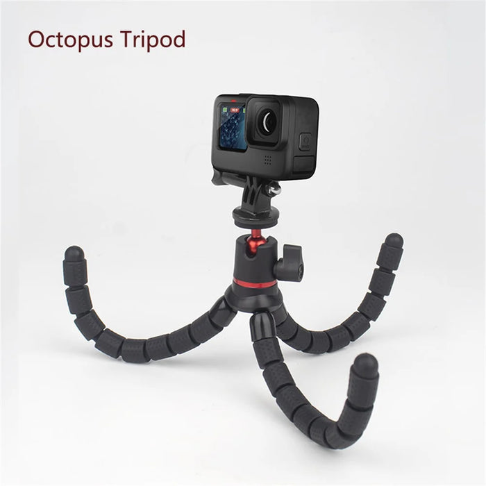 JUNNX JX-PJ-04-B Rotating Ball Head Flexible Octopus Tripod Stand with Mobile Phone Holder Clip - 3