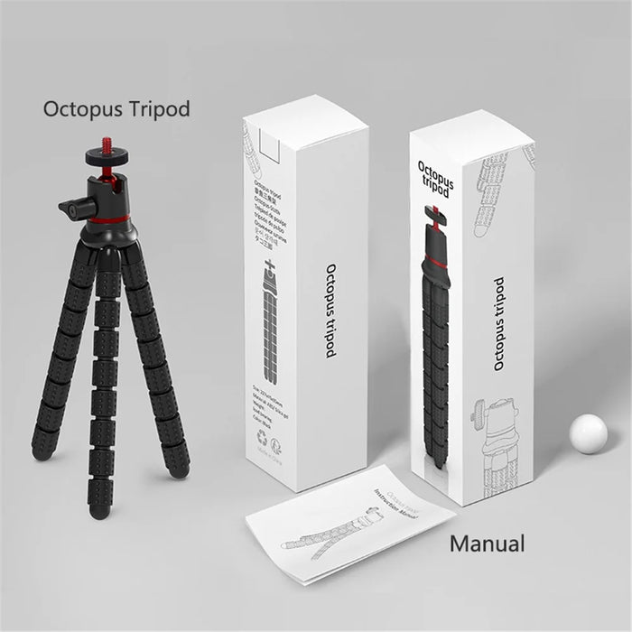 JUNNX JX-PJ-04-B Rotating Ball Head Flexible Octopus Tripod Stand with Mobile Phone Holder Clip - 7