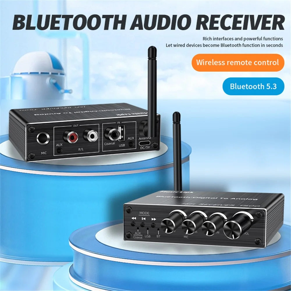 T500 U-Disk Mic Amplifier Speaker Converter with Remote Control, Bluetooth-compatible 5.3 Audio Adapter - 2