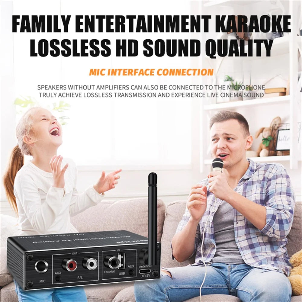 T500 U-Disk Mic Amplifier Speaker Converter with Remote Control, Bluetooth-compatible 5.3 Audio Adapter - 6