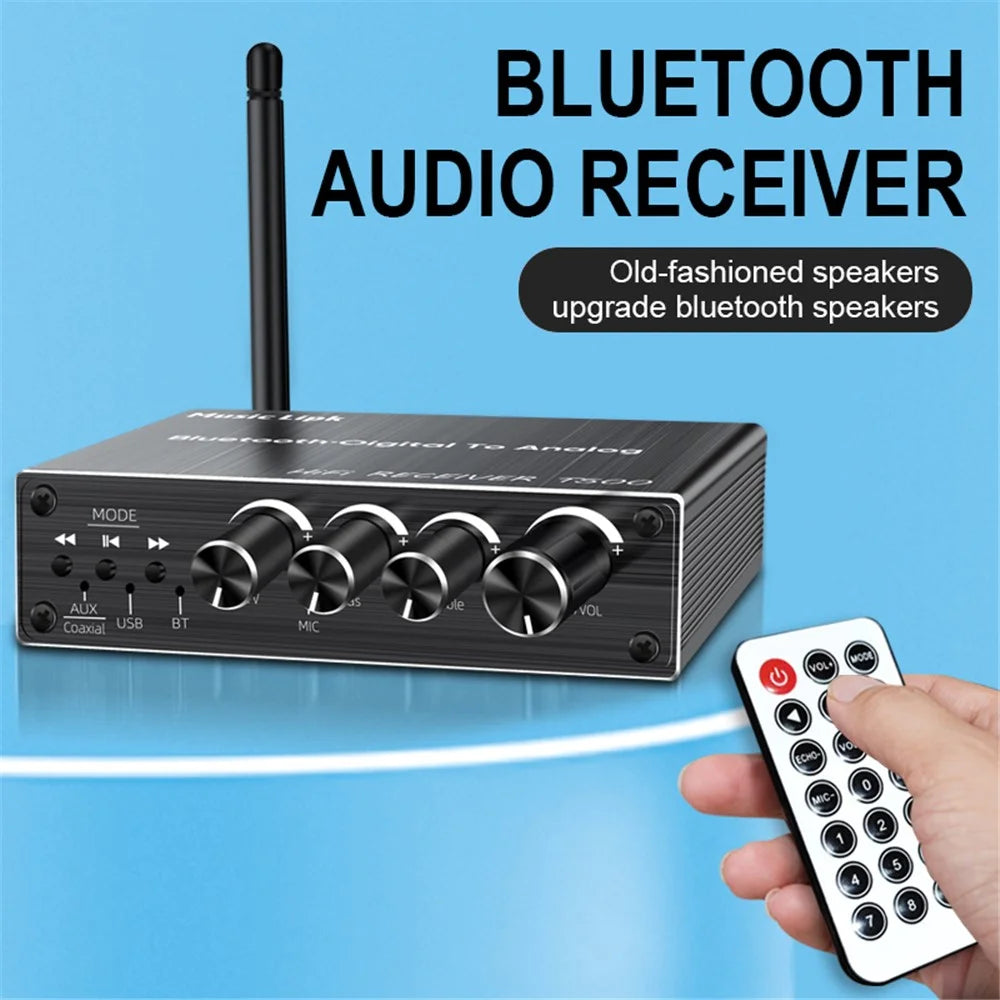 T500 U-Disk Mic Amplifier Speaker Converter with Remote Control, Bluetooth-compatible 5.3 Audio Adapter - 7