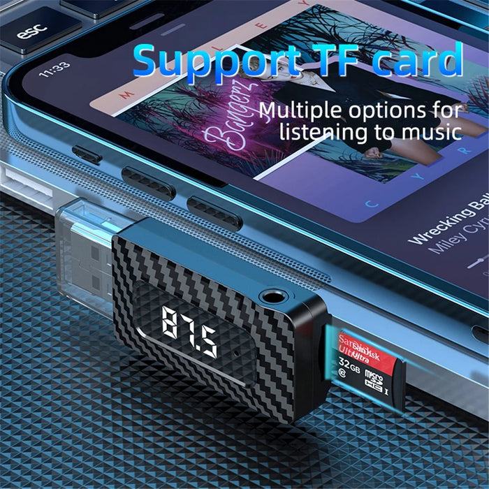 W3 Wireless USB Bluetooth-compatible 5.3 Music Receiver AUX Audio Adapter FM Transmitter - 5