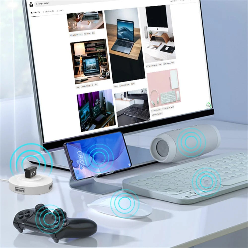 Computer USB Bluetooth-compatible 5.3 Adapter Receiver Dongle Transmitter for Laptop Headset - 4