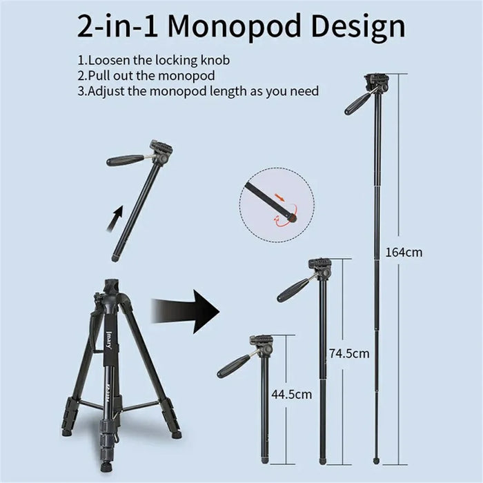 JMARY KP-2294 179cm 4-section Adjustable Monopod Multi-function Panoramic Photography Tripod - 7