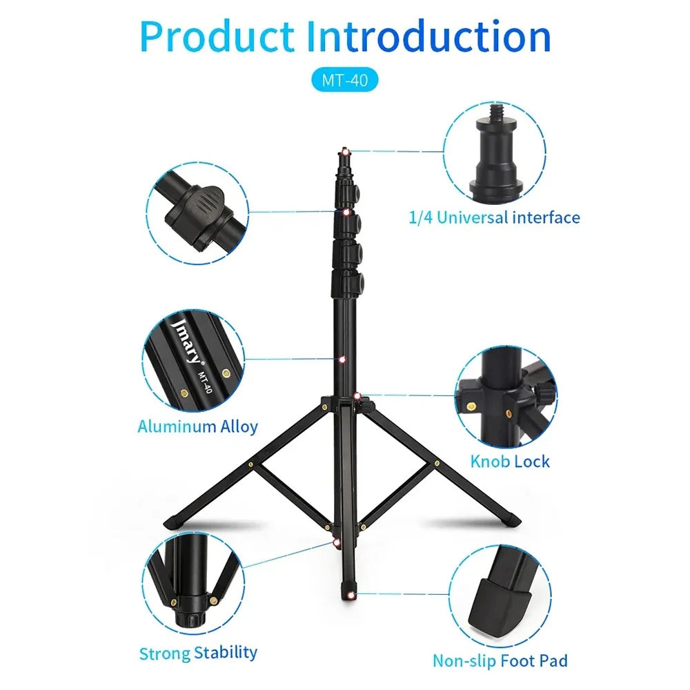 JMARY MT-40 2-in-1 5-section Height Adjustable Tripod Monopod with Phone Holder - 7