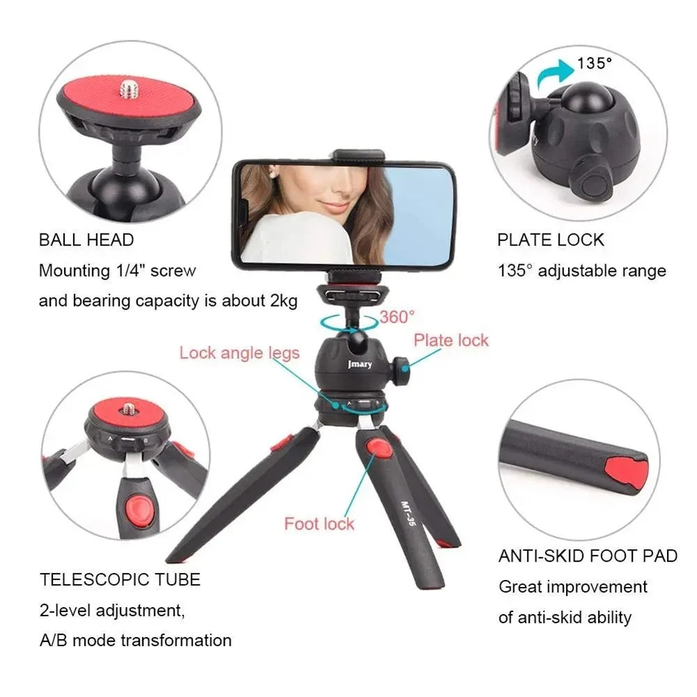 JMARY MT-35 Photography 2 Sections 360 Degree Rotatable Tripod with Phone Holder - 4