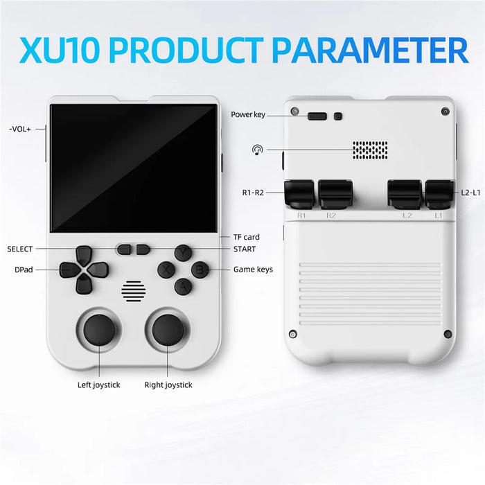 AMPOWN XU10 64GB Game Console Vintage Dual Joy-Pad Handheld Game Machine - White - 7