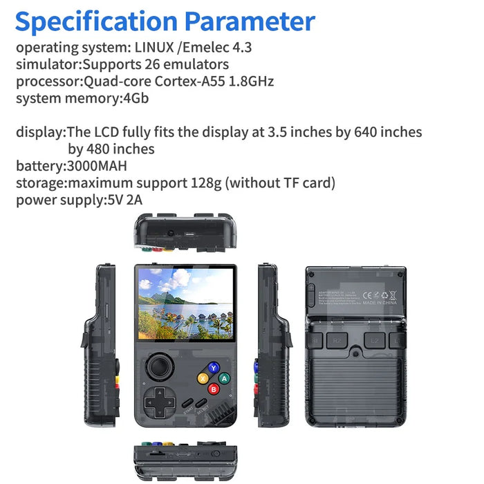 AMPOWN M19 3.5-inch IPS Screen Retro Handheld Game Console 3D Rocker Arcade Gamepad, without Memory Card - Black - 6