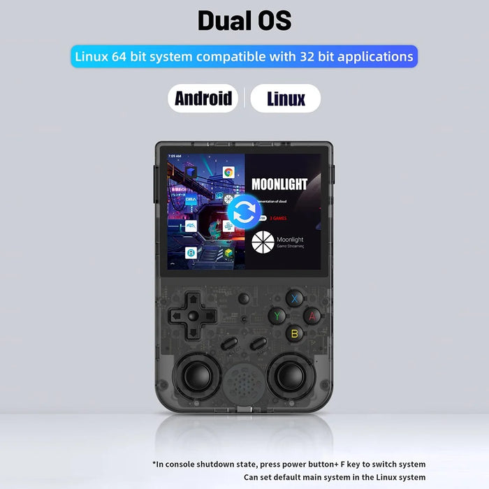 ANBERNIC RG353V 32GB Retro Gamepad Android 11 Linux Handheld Game Console with 3.5 Inch IPS Screen (without TF Card / Games) - Transparent Black - 3