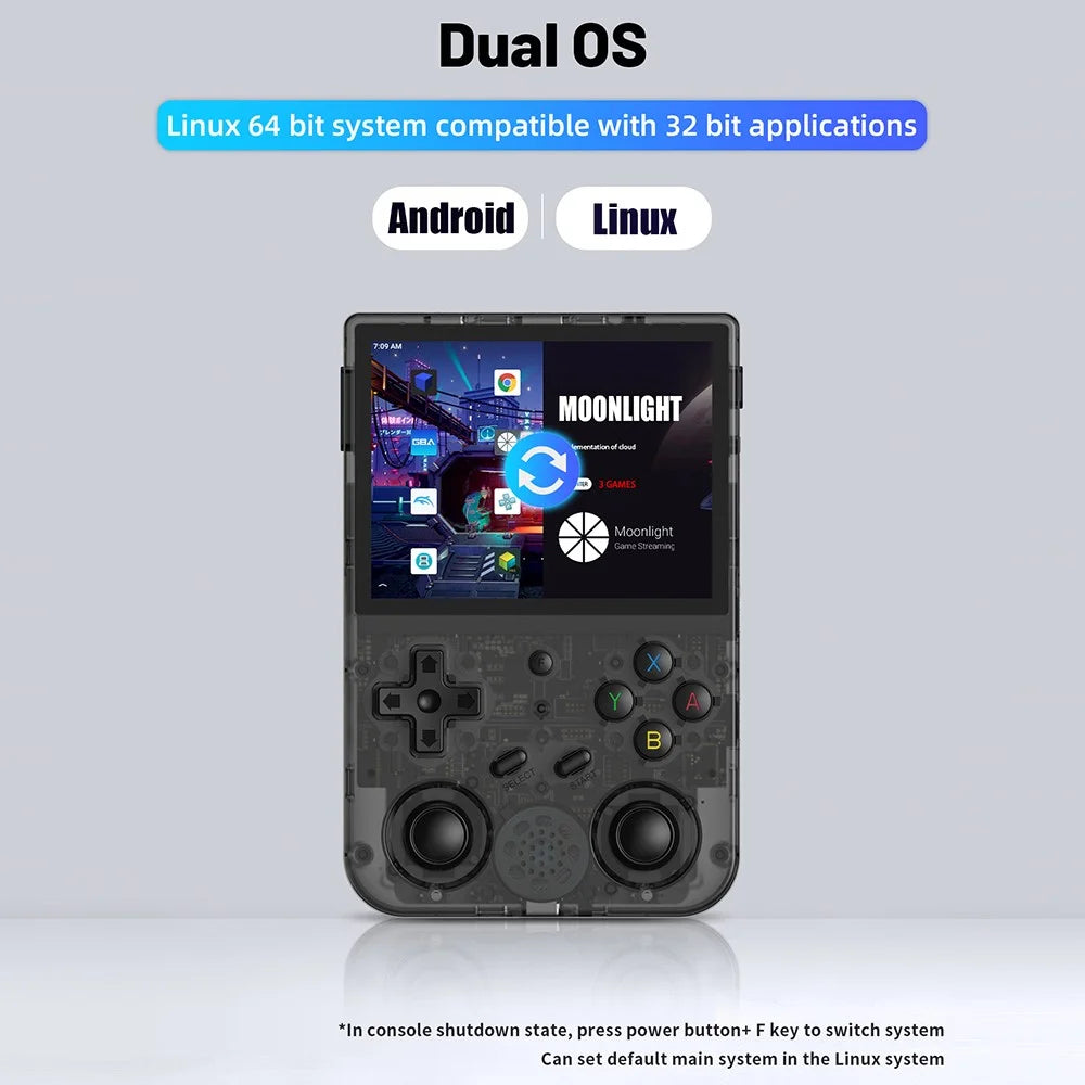 ANBERNIC RG353V 32G Handheld Retro Game Console with 128G TF Card (Built-In 25000 English Games) - Transparent Black - 2