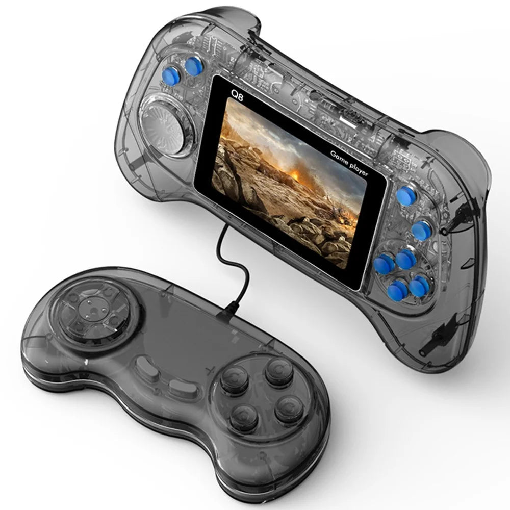 Q8 Retro Game Console with Handheld Controller Built-In 800 Games for 2 Players - Transparent Grey - 1