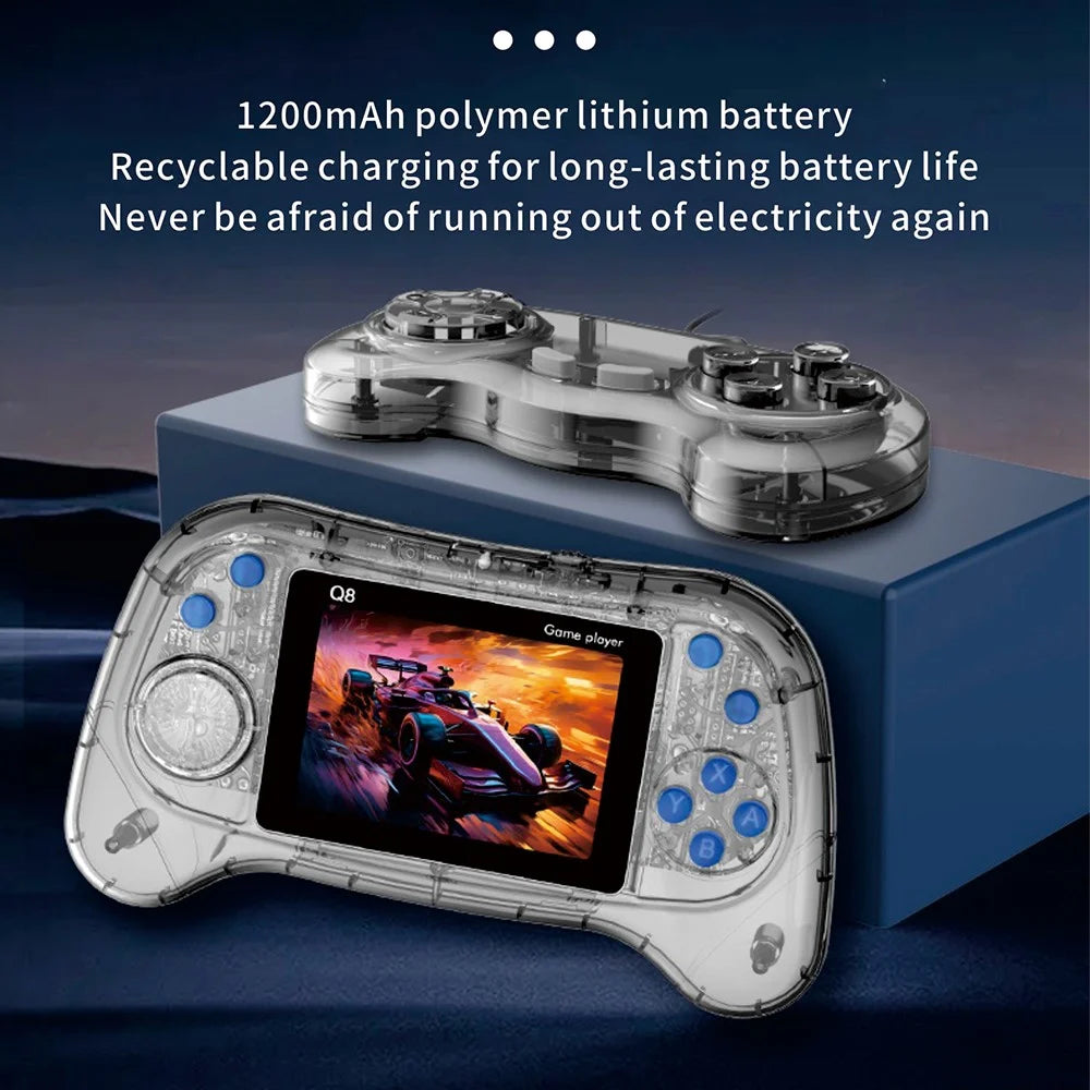 Q8 Retro Game Console with Handheld Controller Built-In 800 Games for 2 Players - Transparent Grey - 7