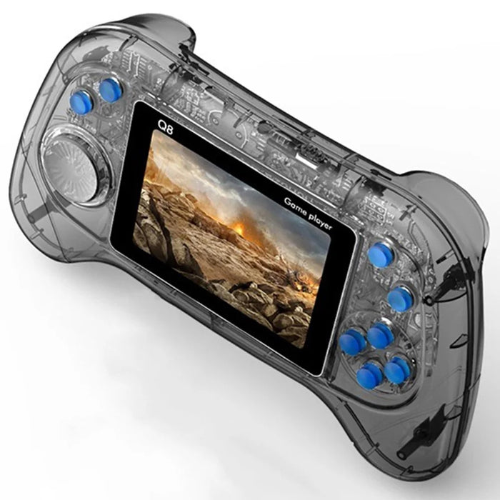 Q8 Kid's Retro Handheld Game Console Built-In 800 Games - Transparent Grey - 1