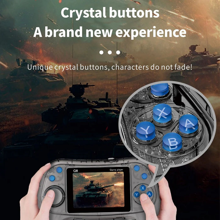 Q8 Kid's Retro Handheld Game Console Built-In 800 Games - Transparent Grey - 2