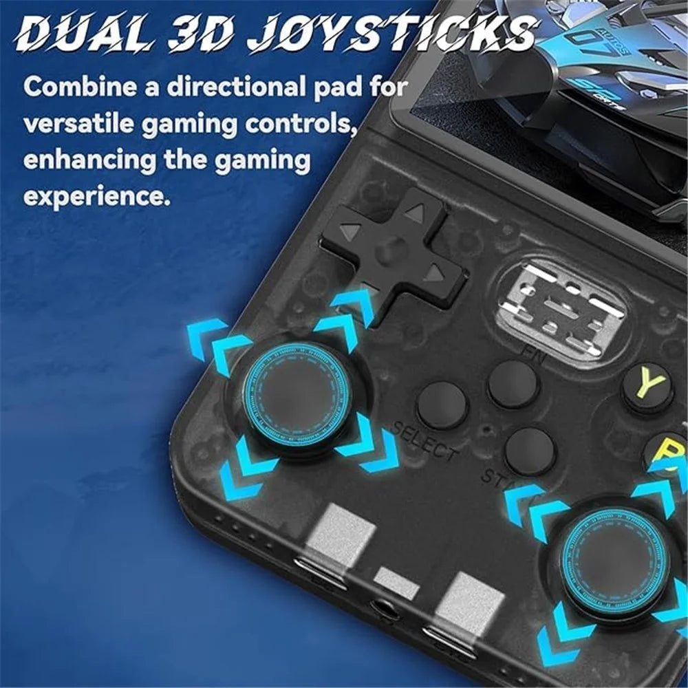 R36s 3.5 inch IPS Screen Handheld Retro Game Console with 64G TF Card - Transparent Black - 5