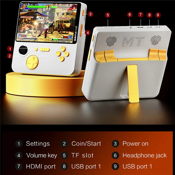 E5 5.0-inch Retro Handheld Game Console Mini Arcade Game Machine Support HD TV Connection with 128G Memory Card - Yellow - 3