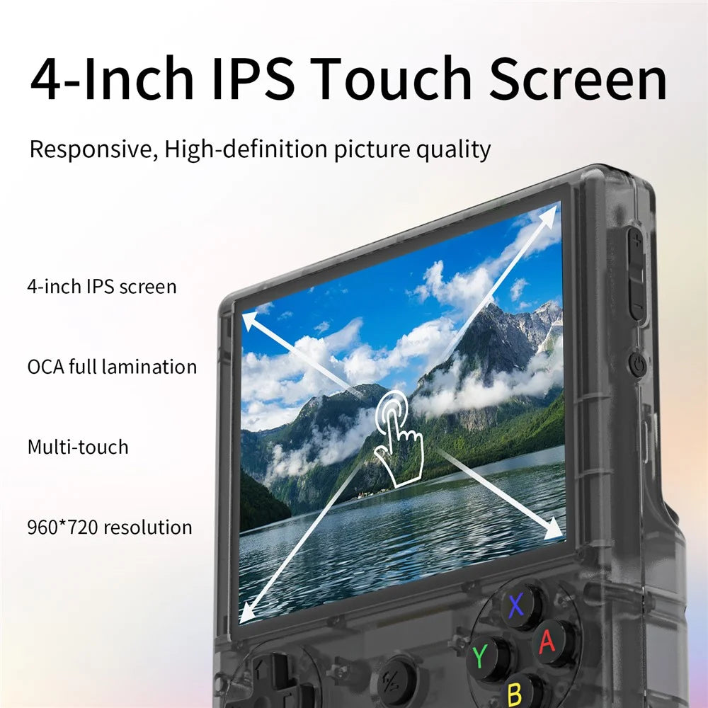 ANBERNIC RG406V Retro Handheld Game Console 4 inch 960*720P IPS Touch Screen 128G Android 13 Game Console, No TF Card - Transparent Black - 2